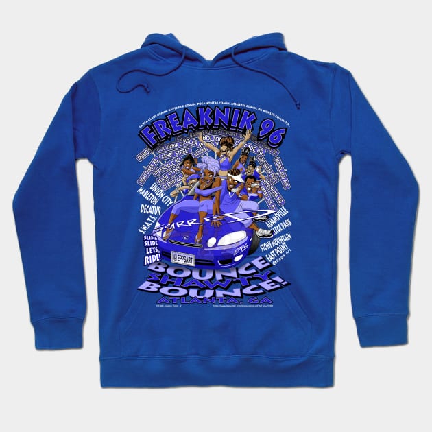 Freaknik 1996 Bounce Shawty Bounce! Blue Colorway Hoodie by Epps Art